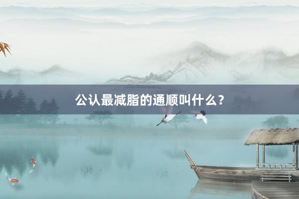 公认最减脂的通顺叫什么?